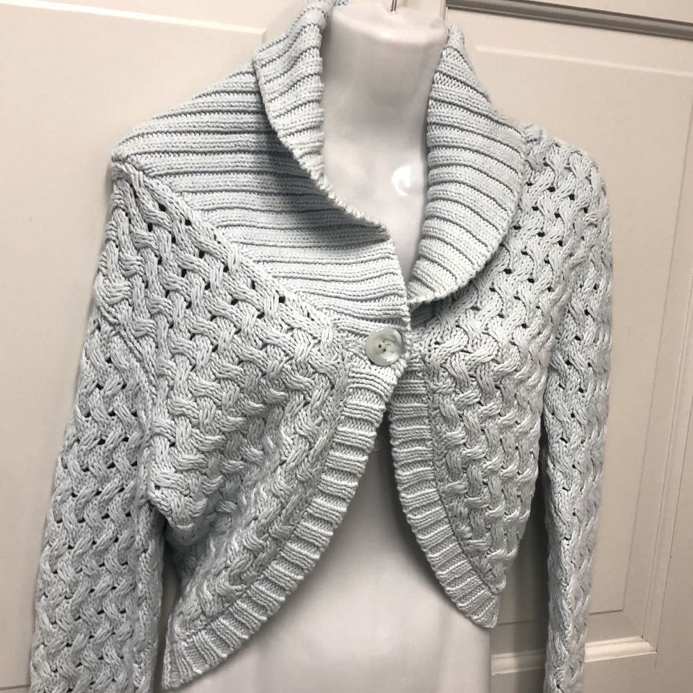 Express light blue sweater with one botton on front